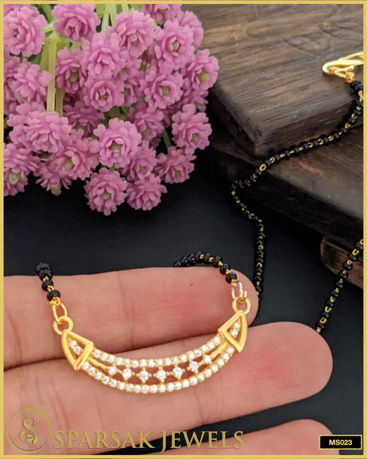 Gold Polished Traditional Mangalsutra in Sterling Silver - Sparsak Jewels