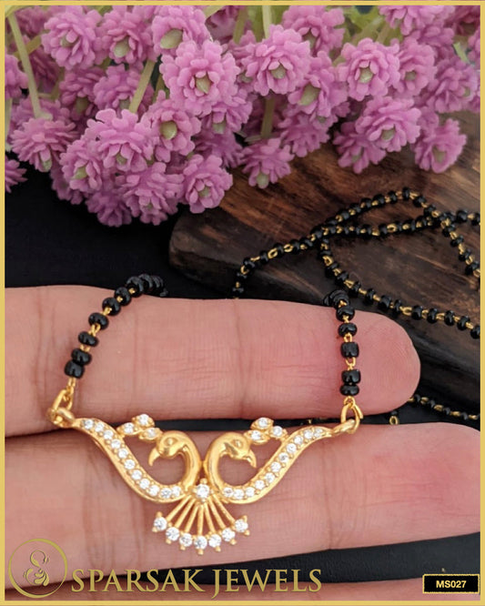 Gold Polished Silver Mangalsutra by Sparsak Jewels