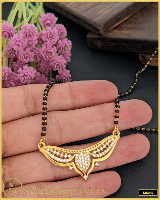 Gold Polished Silver Mangalsutra - Sparsak Jewels