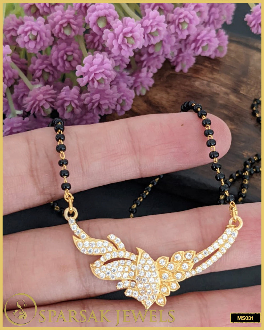 Gold Polished Traditional Mangalsutra in Silver - Sparsak Jewels