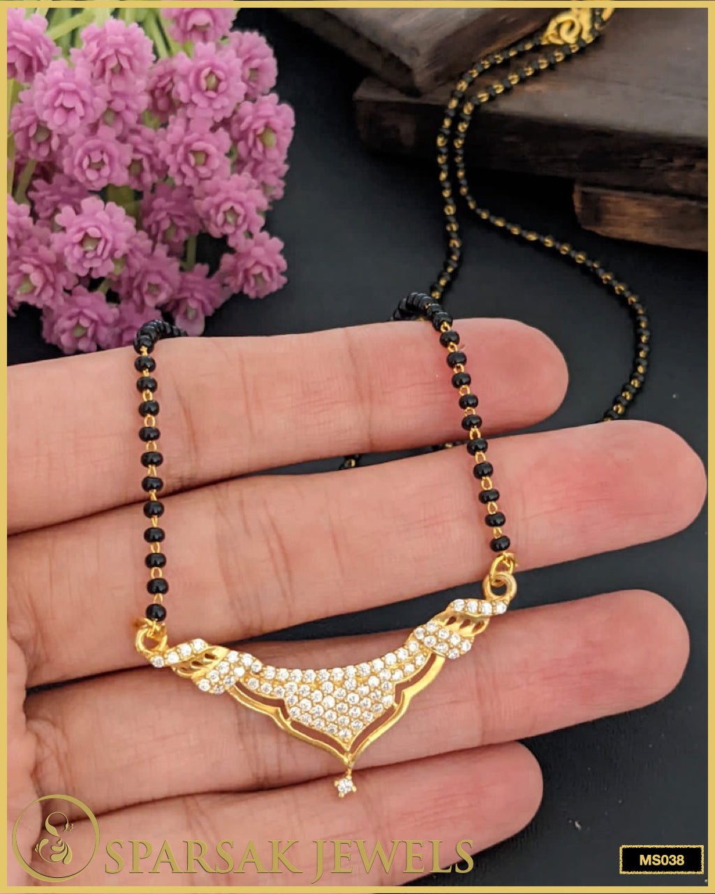 Classic Gold Polished Silver Mangalsutra - Sparsak Jewels