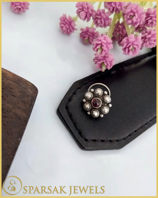 Silver Temple Nosepin for Spiritual Elegance