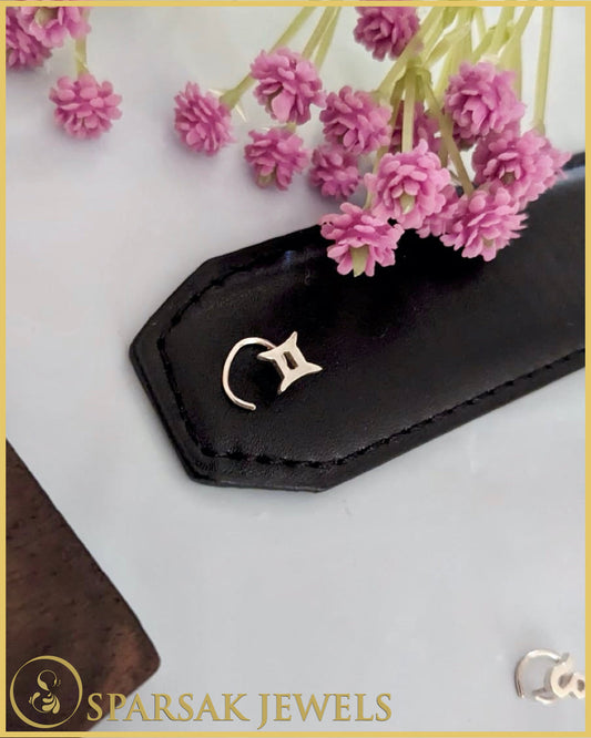 Silver Gemini Nosepin - Handcrafted Zodiac Jewelry by Sparsak Jewels