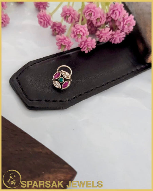 Indian Temple Jewelry Inspired Silver Nosepin by Sparsak Jewels