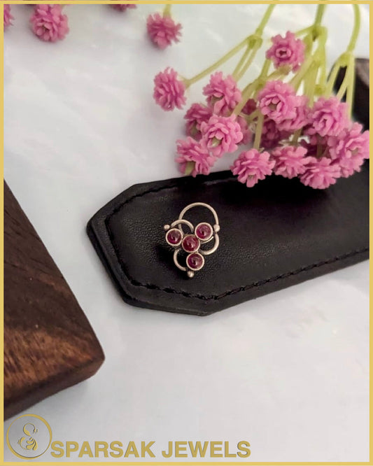Silver Nose Stud with Ethnic Motifs by Sparsak Jewels