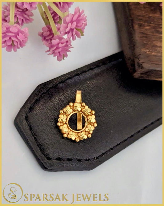 Silver temple nosepin with classic design on pink background
