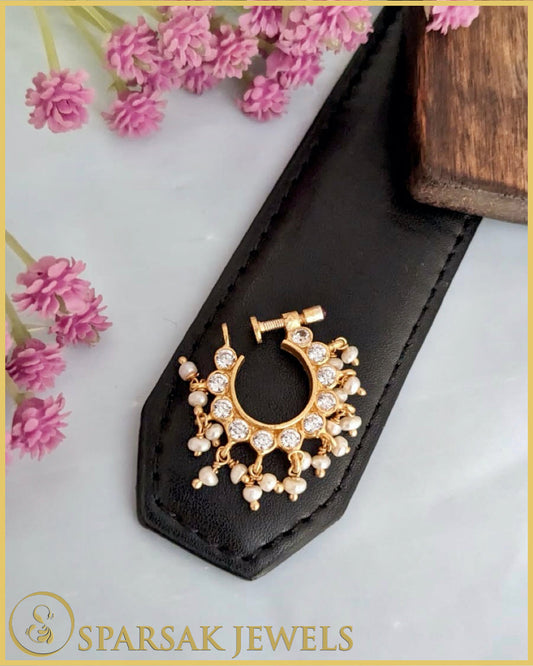 Elegant Gold Polished South Indian Nath made in silver by Sparsak Jewels
