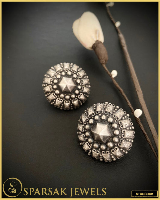 Temple Jewellery Silver Studs - Handcrafted Elegance by Sparsak Jewels