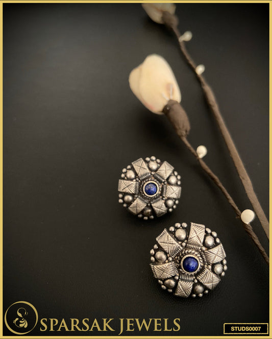 Intricate Temple Jewellery Silver Studs - Crafted with Elegance by Sparsak Jewels